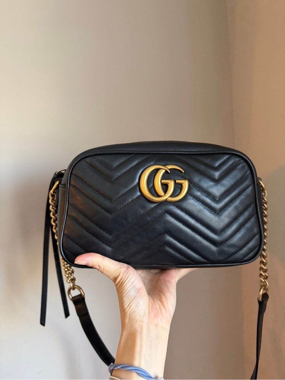 Gucci Black Quilted GG Chain Crossbody Bag